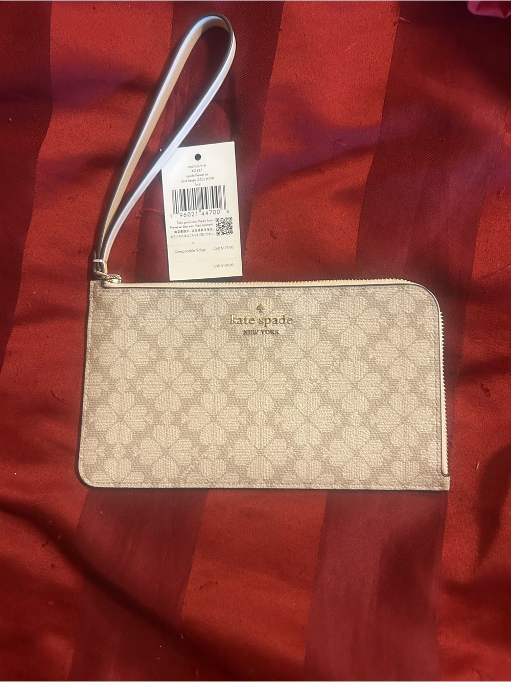 Kate spade flower dark beige wristlet